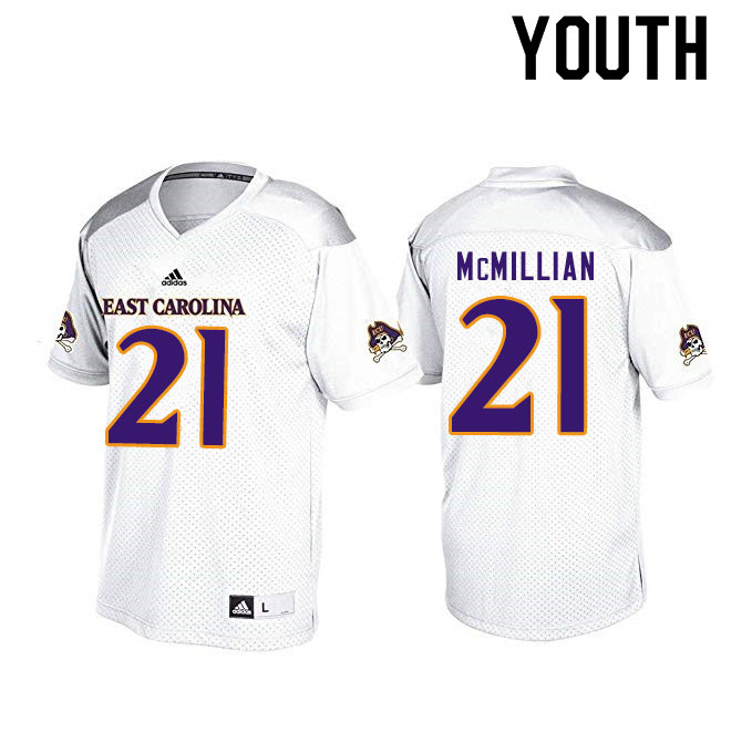 Youth #21 Ja'Quan McMillian ECU Pirates College Football Jerseys Sale-White